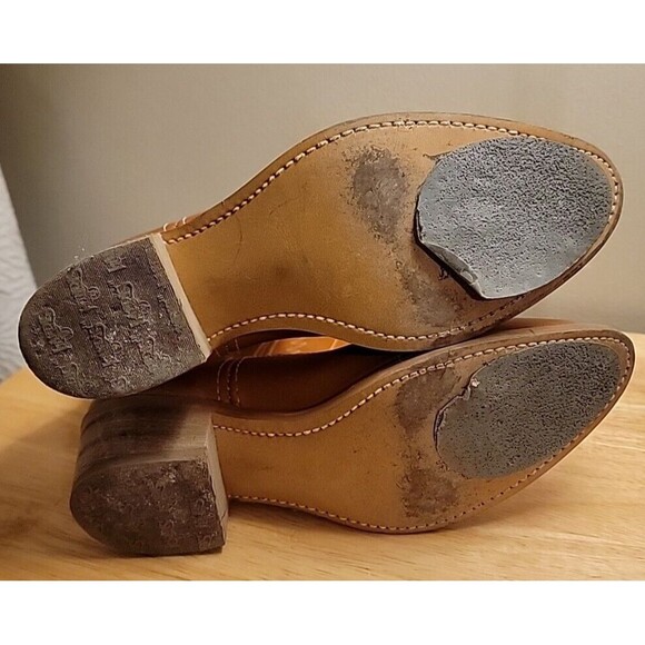 Landis Cowboy Western Leather Boots Vintage Brown Tan Mens Size 9 Balance Man - Picture 8 of 16